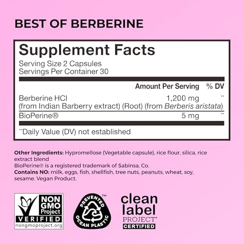 Suplemento HUM Berberina 1200mg, Potencia Pura para Bienestar Metabólico y Salud Digestiva, 60 Cápsulas con BioPerine para Máxima Absorción - imagen 5