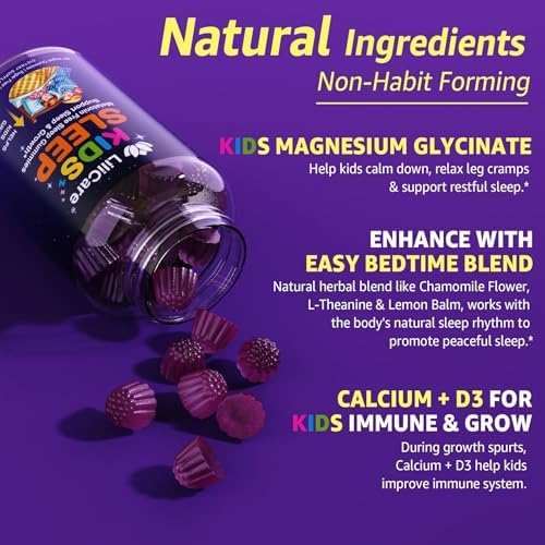 Gomitas para Dormir Niños - Suplemento de Magnesio, Calcio, D3, B6 y L Teanina | Alternativa a Melatonina para un Sueño Reparador (Paquete de 1) - imagen 5