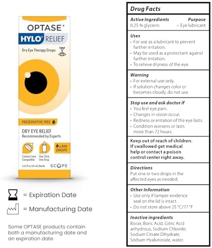 Optase HYLO Relief Gotas para Ojos Secos, 10 ml (0.33 fl oz), 300 Dosis - Gotas Sin Conservadores, Solución Hidratante Compatible con Lentes de - imagen 2