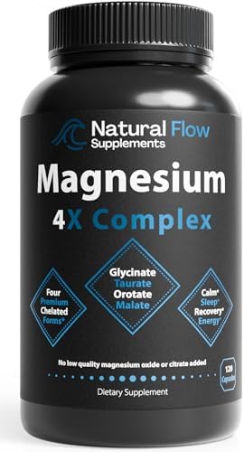 Suplemento Natural Flow 4X Complejo de Magnesio — 200mg de Mg Elemental — Glicinato, Taurato, Malato y Orotato — Apoyo para Sueño, Calma y Músculos — - imagen 1