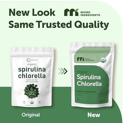 Tabletas de Espirulina y Clorella Orgánicas Micro Ingredients, 720 Contenidos | Suministro para 4 Meses | Mezcla 50/50 de Algas | Pared Celular Rota - imagen 2