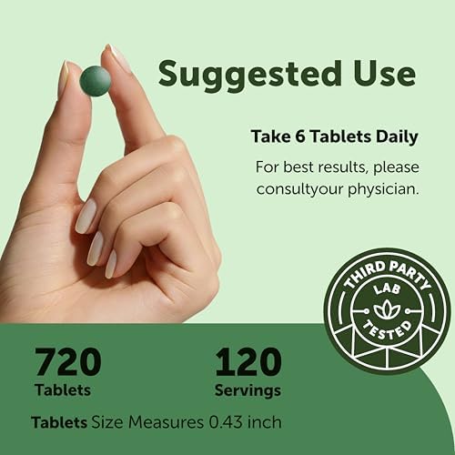 Tabletas de Espirulina y Clorella Orgánicas Micro Ingredients, 720 Contenidos | Suministro para 4 Meses | Mezcla 50/50 de Algas | Pared Celular Rota - imagen 4