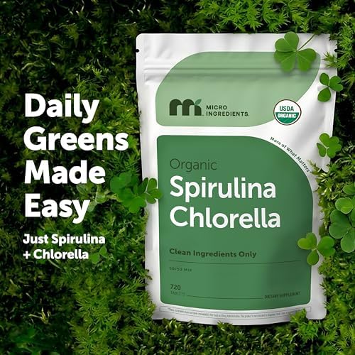 Tabletas de Espirulina y Clorella Orgánicas Micro Ingredients, 720 Contenidos | Suministro para 4 Meses | Mezcla 50/50 de Algas | Pared Celular Rota - imagen 5