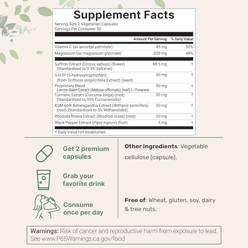 Suplementos Avanzados Micro Ingredients Saffron+, 60 Cápsulas Veganas – 10 en 1 con Extracto de Azafrán, Vitamina C Liposoluble, Magnesio, Cúrcuma y - imagen 2