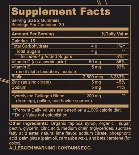 Vitaminas Black Girl - Gomitas de Colágeno para el Cabello, Piel y Uñas, con Vitamina C, E y Biotina, Sin Gluten, (Lima), 60 piezas - imagen 2