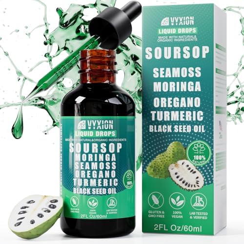 Gotas Líquidas Amargas de Guanábana 10 en 1 con Musgo Marino, Moringa, Cúrcuma, Aceite de Semilla Negra, Orégano y Ashwagandha | Extractos Herbales - imagen 1