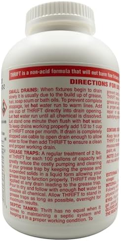 Limpiador de Drenaje Thrift T-200 – Abre Drenos Sin Olor de 2 lb – Activado por Agua Caliente – Ideal para Drenajes Pequeños, Trampas de Grasa y - imagen 4
