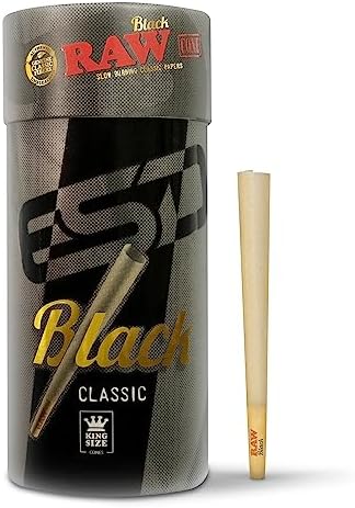 Conos RAW Negros King Size - Paquete de 100 - Conos Pre-enrollados de Quema Lenta con Papel Extra Fino y Tubos de Empaque Incluidos - imagen 1