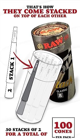 Conos RAW Negros King Size - Paquete de 100 - Conos Pre-enrollados de Quema Lenta con Papel Extra Fino y Tubos de Empaque Incluidos - imagen 2