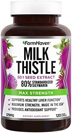 Cápsulas de Cardo Mariano Orgánico USDA FarmHaven | Extracto de Semilla 30X Concentrado y 80% Silymarina - Apoya la Función Hepática y la Salud - imagen 1