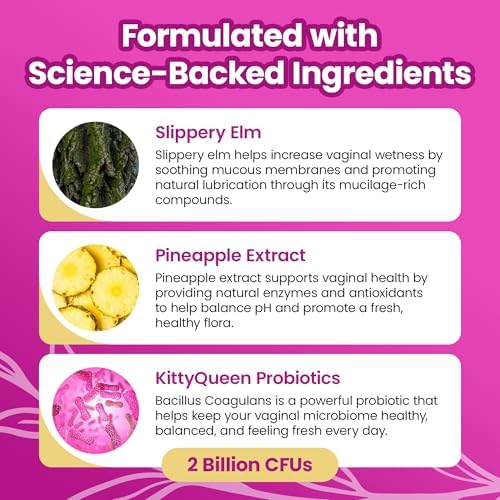 Gomitas Probioticas KittyQueen Slippery Kitty para Mujeres, Sabor Piña, Salud Vaginal, Equilibrio de pH, Control de Olores, 60 Unidades - imagen 5