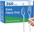 Set de Cubiertos Desechables Dealusy: 360 Piezas, 180 Cucharas y 180 Tenedores de Plástico Transparente, Resistente al Calor - imagen 1