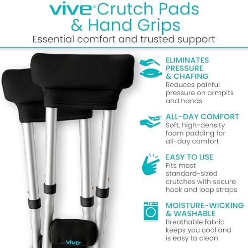 Almohadillas y Agarraderas Vive Premium para Muletas - Cómodas, Transpirables y Lavables a Máquina - Fundas que Reducen Olores y Humedad para Adultos - imagen 2