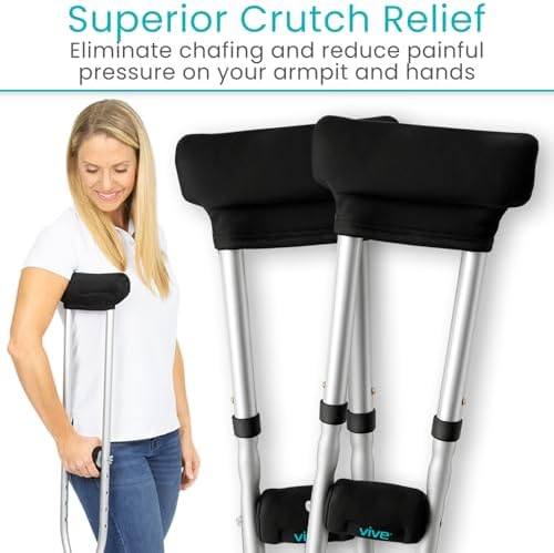 Almohadillas y Agarraderas Vive Premium para Muletas - Cómodas, Transpirables y Lavables a Máquina - Fundas que Reducen Olores y Humedad para Adultos - imagen 3