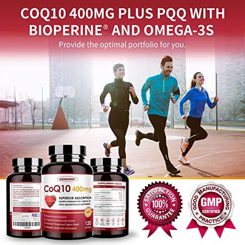 ZEBORA CoQ10 400mg Softgels con PQQ, BioPerine y Omega-3, Suplemento de Coenzima Q10 para Alta Absorción, Antioxidante Potente, 120 Porciones - imagen 7