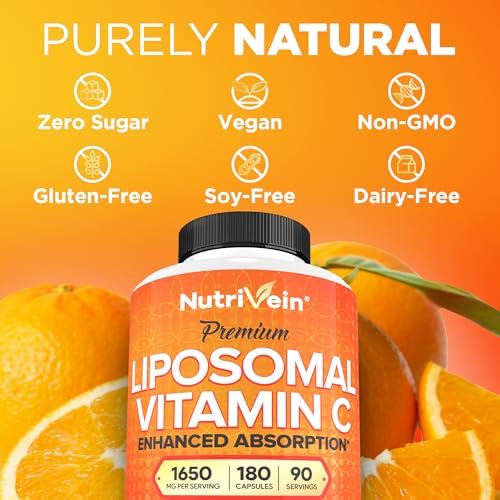 Suplemento de Vitamina C Liposomal Premium Nutrivein 1650mg - 180 Cápsulas: Alta Absorción y Dosis para Defensas del Cuerpo y Bienestar General - imagen 6