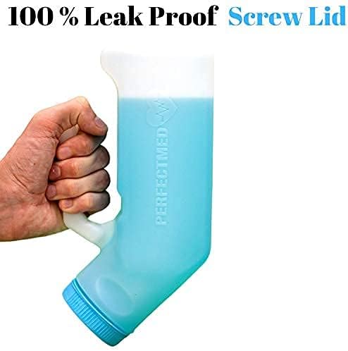 Orinales para Hombre a Prueba de Derrames PerfectMed (Paquete de 2) - 32 oz/1000 ml | Botella de Orina Portátil con Tapa que Brilla en la Oscuridad | - imagen 2