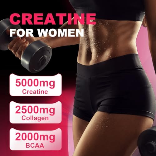 Creatina para Mujeres, Gomas de Creatina Monohidratada con Colágeno, BCAA, L-Carnitina y Taurina, Sabor Fresa, Suplemento Energético Sin Azúcar, 120 - imagen 5