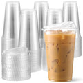 AOZITA Paquete de 100 Vasos Plásticos de 16 oz con Tapas Sin Popote, Vasos Desechables Transparentes para Café Frío, Smoothies y Bebidas Frías - imagen 1