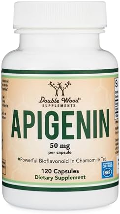Suplemento de Apigenina - 50mg por Cápsula, 120 Contenidos (Bioflavonoide Potente de Té de Manzanilla para Relajación, Sueño y Ánimo) Flavonoles - imagen 1