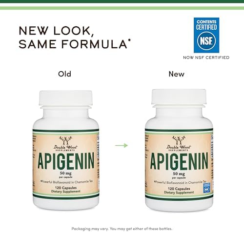 Suplemento de Apigenina - 50mg por Cápsula, 120 Contenidos (Bioflavonoide Potente de Té de Manzanilla para Relajación, Sueño y Ánimo) Flavonoles - imagen 3