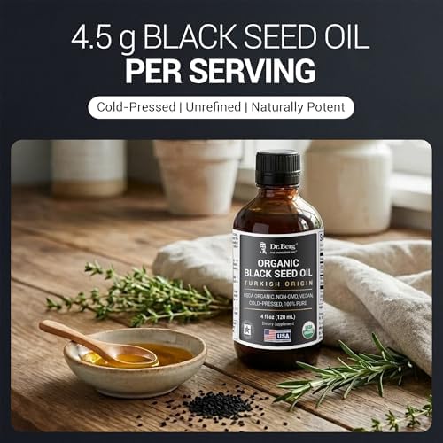Aceite de Semilla Negra Orgánico Dr. Berg – Aceite de Comino Negro 100% Puro – USDA Orgánico, Halal, Vegano – Para Cabello, Piel y Sistema - imagen 7