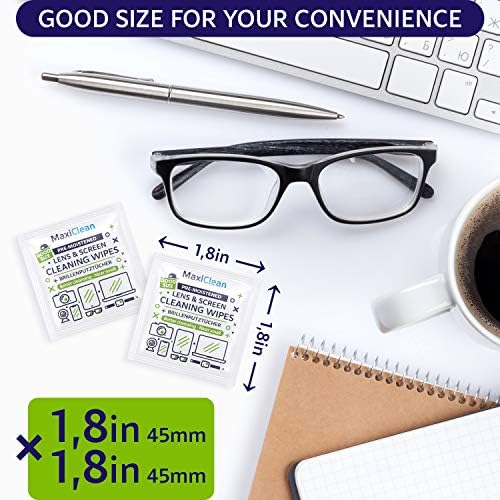 Toallitas de Limpieza MAXI CLEAN 440 Paquete para Lentes, Prehumedecidas y Envase Individual, Limpieza Sin Rayas para Gafas y Pantallas, 5.5 x 4.7 - imagen 4