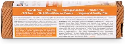 Pasta Dental Herbal Himalaya Botanique con Cúrcuma y Aceite de Coco, Blanqueadora, Sin Flúor, SLS y Sabores Artificiales, Vegana, 4 Oz, Paquete de 4 - imagen 6