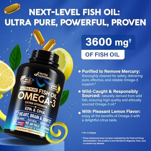 Aceite de Pescado Omega 3 3600 mg - Suplemento Omega 3 | EPA & DHA - Libre de Metales Pesados - Apoyo para Corazón, Cerebro y Articulaciones - Aceite - imagen 4