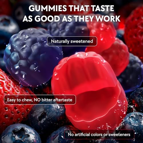 Gomitas de Ashwagandha – 120 piezas - 2000 MG de suplementos con L-Theanina, GABA, Magnesio, Zinc y Vitamina D3 – Sin azúcar, Veganas, No OGM – Apoyo - imagen 6