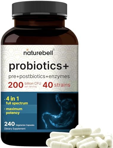 NatureBell Probiótico 200 Mil Millones CFU – 40 Cepas por Porción | 240 Cápsulas Veganas con Prebióticos y Probióticos – Complejo de Espectro - imagen 1