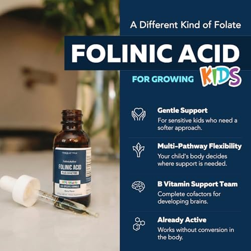 FolinicActive Kids Orgánico - Ácido Folínico + B12, B6 y B2 - Apoyo Suave a la Metilación para Ánimo, Energía y Cognición, Dosis Ajustable para Niños - imagen 3