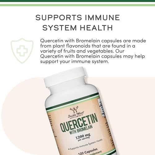 Quercetina con Bromelina - 96% Alta Pureza - 120 Cápsulas (1,200mg por Porción) - Apoya la Salud Inmunológica en Hombres y Mujeres (Vegano, Terceros - imagen 4