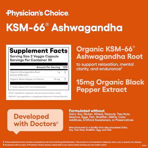 KSM-66 Ashwagandha en Polvo de Raíz - 1,000mg Orgánico con Pimienta Negra - 5% Withanolides - Apoyo para Estrés, Ánimo y Rendimiento - 60 Cápsulas - imagen 6