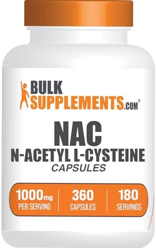BulkSupplements.com N-Acetil L-Cisteína 1000mg Cápsulas - Suplemento de NAC 1000mg, Libre de Gluten - 2 Cápsulas por Porción, 360 Cápsulas (Paquete - imagen 1