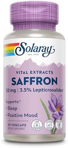 Extracto de Azafrán SOLARAY - Apoyo para el Sueño y el Ánimo Positivo - Suplementos Veganos y Sin Gluten - Verificado en Laboratorio - 30 VegCaps, 30 - imagen 1