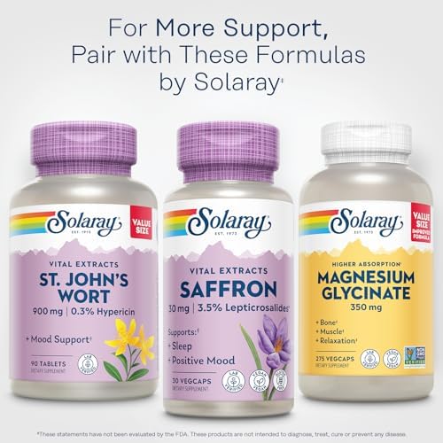 Extracto de Azafrán SOLARAY - Apoyo para el Sueño y el Ánimo Positivo - Suplementos Veganos y Sin Gluten - Verificado en Laboratorio - 30 VegCaps, 30 - imagen 6