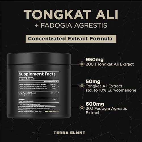 Suplemento de Tongkat Ali 200x para Hombres con Extracto de Fadogia Agrestis - 10% Eurycomanone - Mayor Potencia para Crecimiento Muscular y Aumento - imagen 5