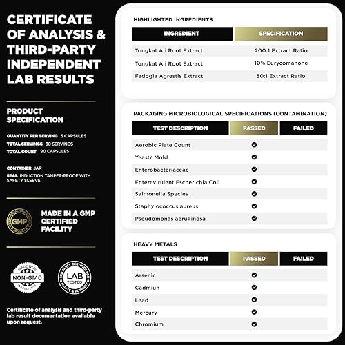 Suplemento de Tongkat Ali 200x para Hombres con Extracto de Fadogia Agrestis - 10% Eurycomanone - Mayor Potencia para Crecimiento Muscular y Aumento - imagen 6