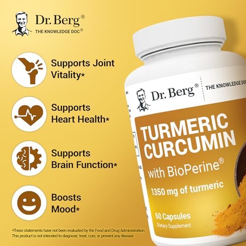 Suplemento de Cúrcuma Dr. Berg (Solo 2 al Día) con Pimienta Negra (BioPerine) - 1350 mg de Cúrcuma Curcumina con 95% de Curcuminoides - 60 Cápsulas - imagen 2