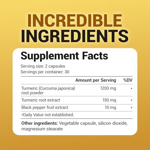 Suplemento de Cúrcuma Dr. Berg (Solo 2 al Día) con Pimienta Negra (BioPerine) - 1350 mg de Cúrcuma Curcumina con 95% de Curcuminoides - 60 Cápsulas - imagen 3