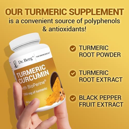 Suplemento de Cúrcuma Dr. Berg (Solo 2 al Día) con Pimienta Negra (BioPerine) - 1350 mg de Cúrcuma Curcumina con 95% de Curcuminoides - 60 Cápsulas - imagen 7