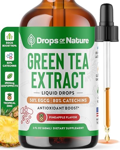 Extracto de Té Verde 10:1 50% EGCG - Gotero Líquido Vegano - 4X Más Potente que Pastillas - Suplemento Antioxidante de 2oz para Piel, Corazón y - imagen 1