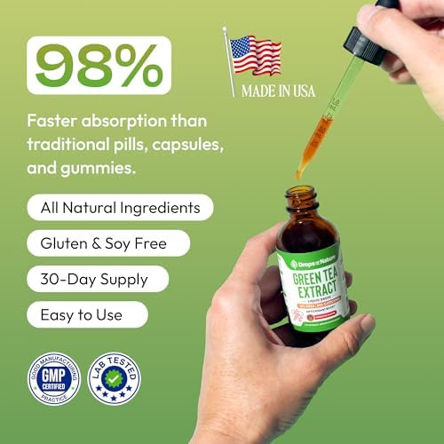 Extracto de Té Verde 10:1 50% EGCG - Gotero Líquido Vegano - 4X Más Potente que Pastillas - Suplemento Antioxidante de 2oz para Piel, Corazón y - imagen 3