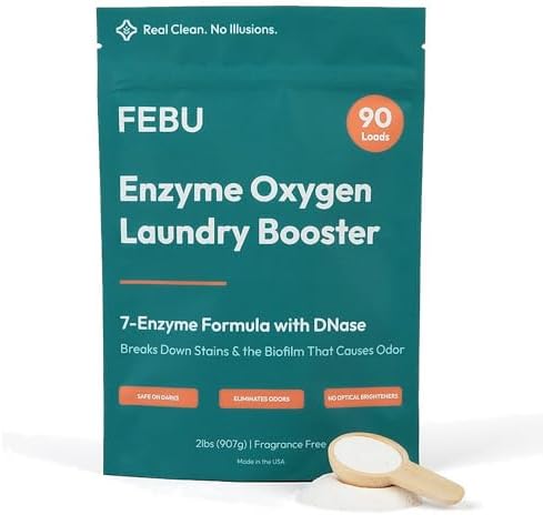 Booster de Lavado FEBU con Enzimas de Oxígeno | 7 Enzimas Incluyendo DNasa | Eliminador de Olores y Quitamanchas | Polvo Concentrado, Hipoalergénico, - imagen 1