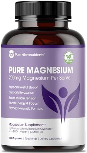 Suplemento de Glicinato de Magnesio Puro – Magnesio Quelado Altamente Absorbible para Dormir, Salud Muscular y Nerviosa, Energía y Relajación – 200mg - imagen 1