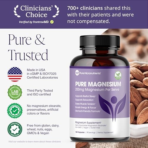 Suplemento de Glicinato de Magnesio Puro – Magnesio Quelado Altamente Absorbible para Dormir, Salud Muscular y Nerviosa, Energía y Relajación – 200mg - imagen 5