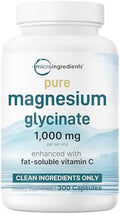 Glicinato de Magnesio Puro 1,000mg, 300 Cápsulas | 100% Quelado para Máxima Absorción | Enriquecido con Vitamina C | Solo Ingredientes Activos - imagen 1