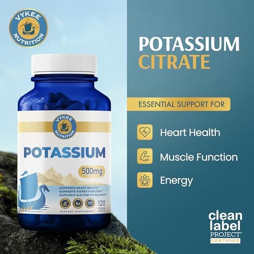 Cápsulas de Citrato de Potasio Vykee Nutrition - Suplemento para Balance Electrolítico, Salud Muscular y Cardiaca - Vegano, No Transgénico, Sin - imagen 2