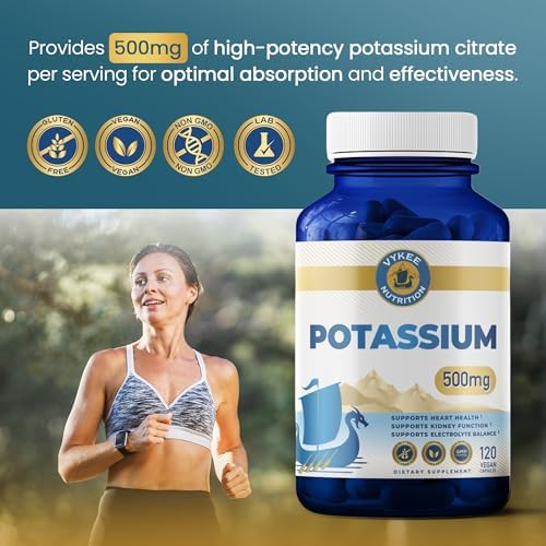 Cápsulas de Citrato de Potasio Vykee Nutrition - Suplemento para Balance Electrolítico, Salud Muscular y Cardiaca - Vegano, No Transgénico, Sin - imagen 4